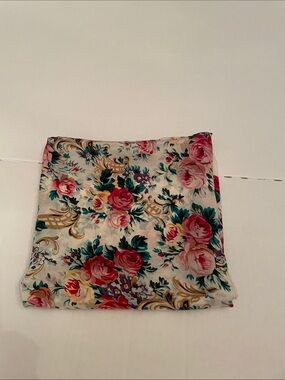 Silk Vintage  Floral Scarf in Cream and Pink